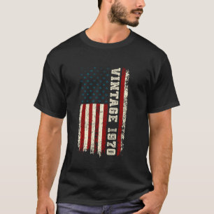 Vintage Born In 1970 American Flag 55th Birthday 5 T-Shirt