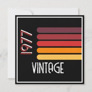 Vintage Born in 1977 Retro Stripe 50th Birthday Invitation