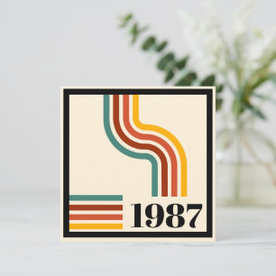 Vintage Born in 1987 40th Birthday Retro Stripe Invitation