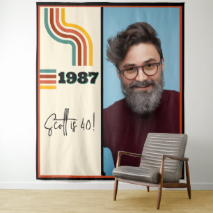 Vintage Born in 1987 Retro Photo 40th Birthday Tapestry
