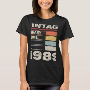 Vintage Born In 1989  33rd Birthday  33 Years Old T-Shirt