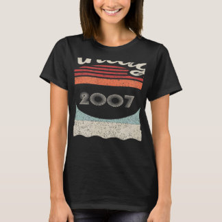 Vintage Born In 2007  15th Birthday  15 Years Old  T-Shirt