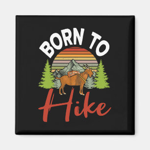 Vintage Born To Hike Funny Mountain Climbing Goat Magnet