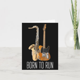 Vintage Born to Run Saxophone Music Amp Guitar Card
