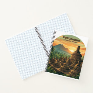 Vintage Borobudur Temple Indonesia Sunrise Travel Notebook
