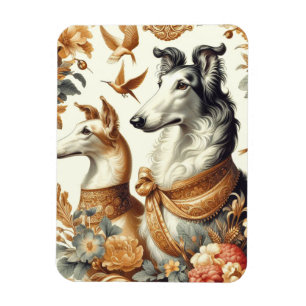 Vintage Borzoi Dog Illustration Magnet
