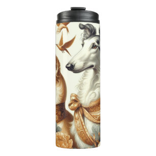 Vintage Borzoi Dog Illustration Thermal Tumbler