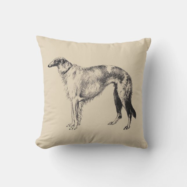 Vintage Borzoi Martynow Print Pillow (Front)