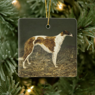Vintage Borzoi Painting Christmas Ornament