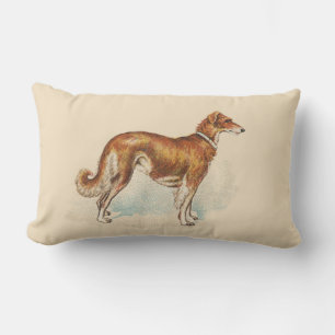Vintage Borzoi Print Lumbar Cushion
