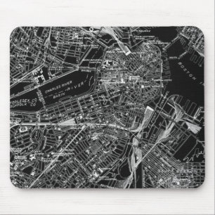 Vintage Boston Black and White Map Mouse Mat
