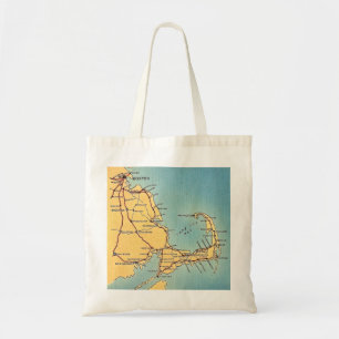 Vintage Boston Cape Cod Map Tote Bag