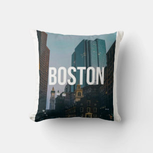 Vintage Boston Cityscape Print - Historic Architec Cushion