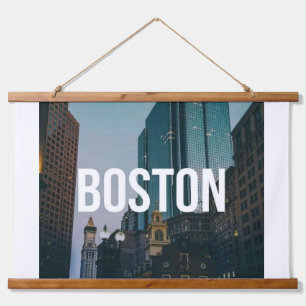 Vintage Boston Cityscape Print - Historic Architec Hanging Tapestry