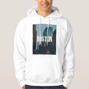 Vintage Boston Cityscape Print - Historic Architec Hoodie