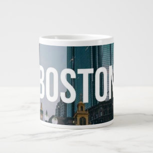 Vintage Boston Cityscape Print - Historic Architec Large Coffee Mug