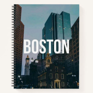 Vintage Boston Cityscape Print - Historic Architec Notebook