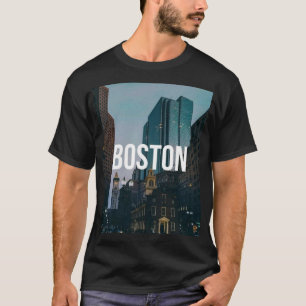 Vintage Boston Cityscape Print - Historic Architec T-Shirt