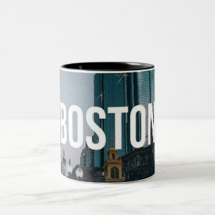 Vintage Boston Cityscape Print - Historic Architec Two-Tone Coffee Mug