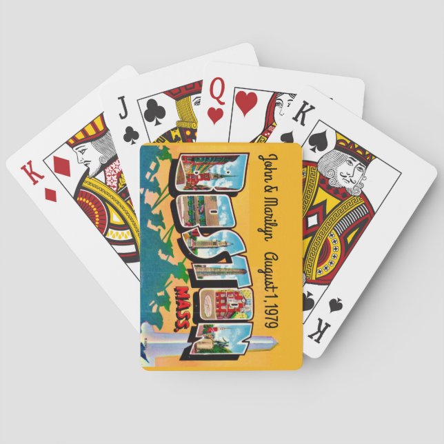 Vintage Boston Greeting Custom Playing Cards (Back)