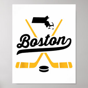 Vintage Boston Ice Hockey Sticks Sports Team Fan G Poster