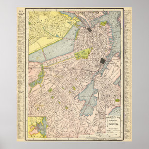Vintage Boston Map 1904 Poster