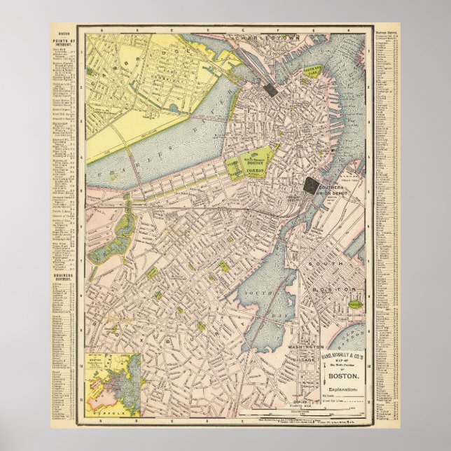 Vintage Boston Map 1904 Poster (Front)