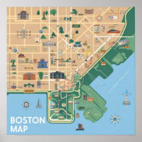 Vintage Boston Massachusetts Map, Boston Ma Us Map