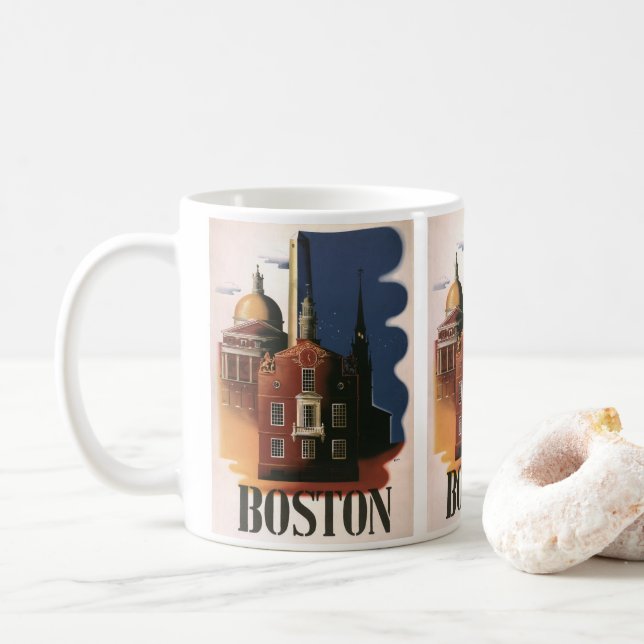 Vintage Boston, Massachusetts Paul Revere's Ride Coffee Mug (With Donut)