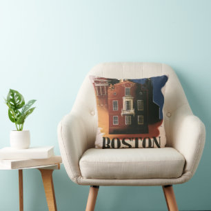 Vintage Boston, Massachusetts Paul Revere's Ride Cushion