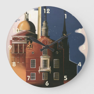 Vintage Boston, Massachusetts Paul Revere's Ride Large Clock
