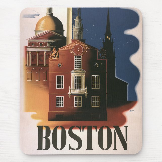 Vintage Boston, Massachusetts Paul Revere's Ride Mouse Mat (Front)