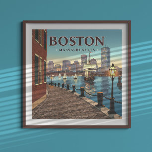 Vintage Boston Massachusetts Poster
