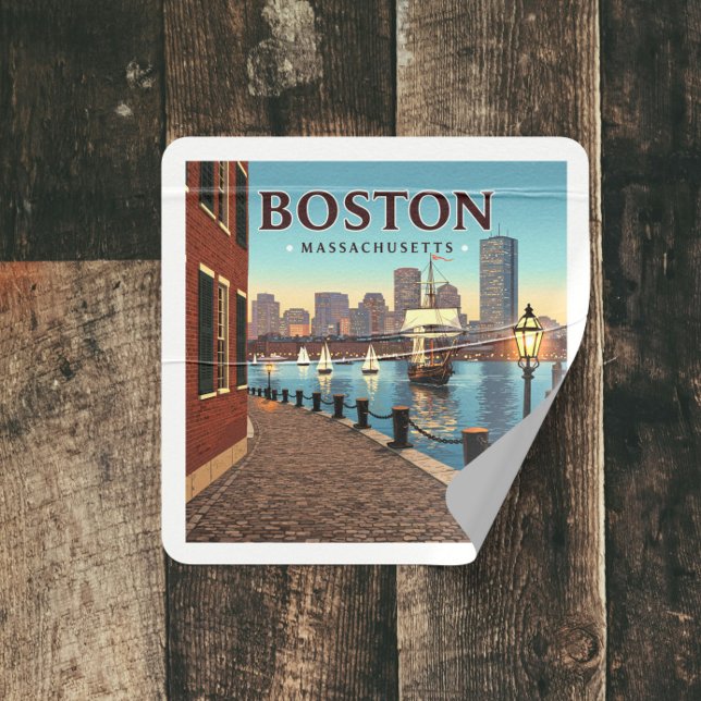 Vintage Boston Massachusetts Square Sticker (Creator Uploaded)