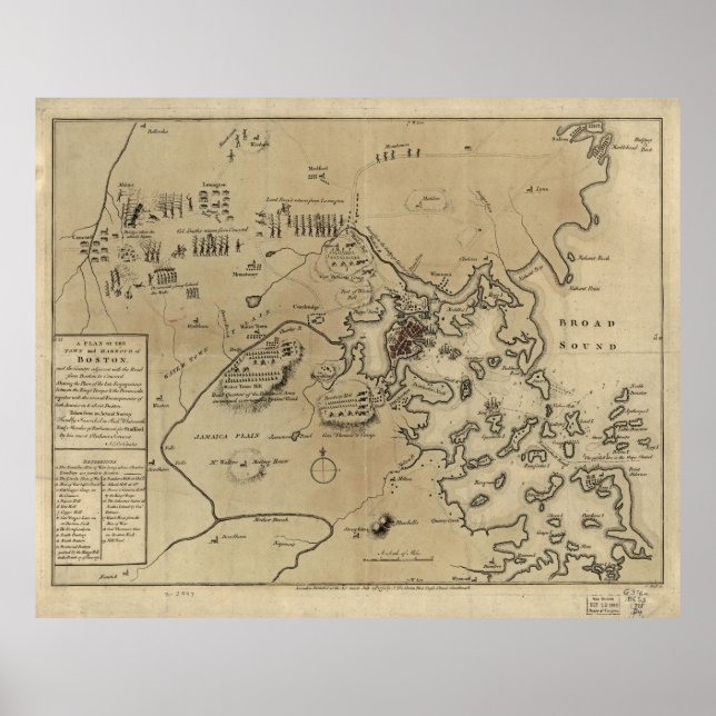 Vintage Boston Revolutionary War Map (1775) Poster (Front)