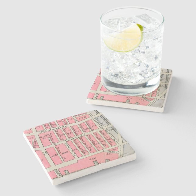 Vintage Boston South End Map Stone Coaster (Side)