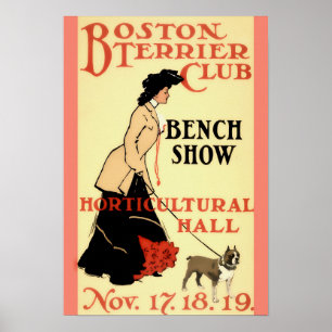 Vintage Boston Terrier Club Bench Show Dog Show  Poster