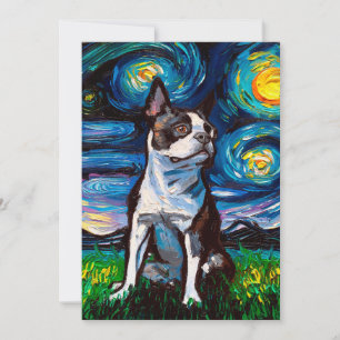 Vintage Boston Terrier   Cute gift for love animal Holiday Card