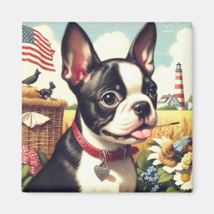 Vintage Boston Terrier Illustration Magnet