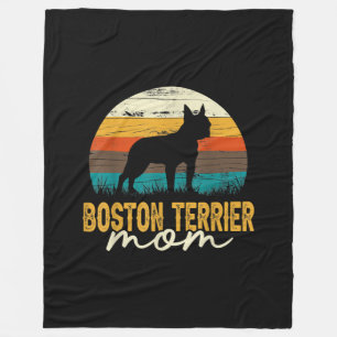 Vintage Boston Terrier Mum Dog Lover Mothers Day Fleece Blanket