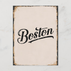 Vintage Boston Typography Postcard