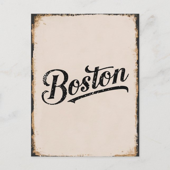Vintage Boston Typography Postcard (Front)