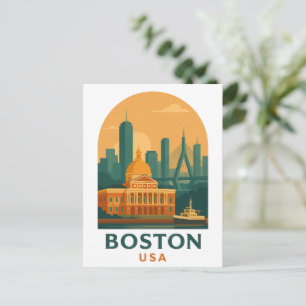Vintage Boston USA Travel – Retro City Art Postcard