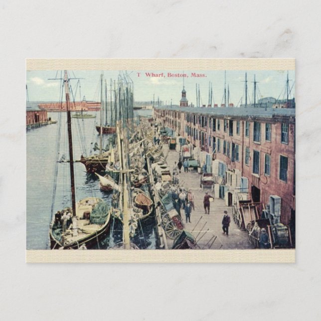 Vintage Boston Wharf Postcard (Front)