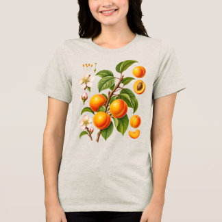 Vintage Botanical Apricot Illustration Tri-Blend Shirt