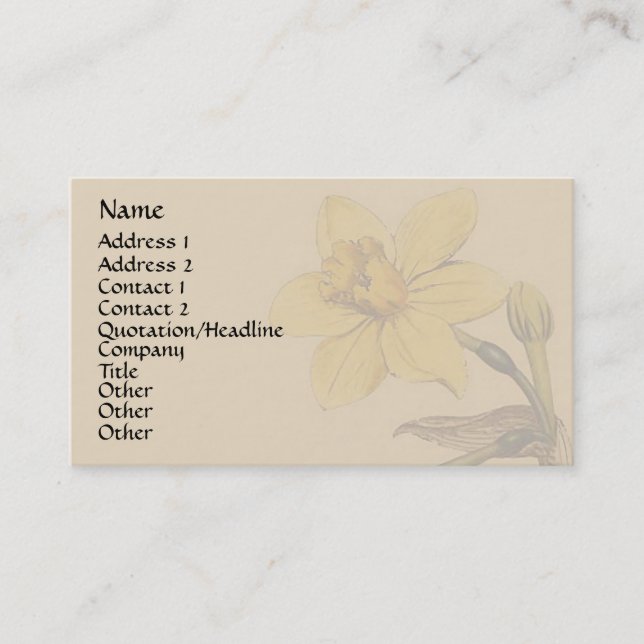Vintage Botanical Art Business Card (Front)