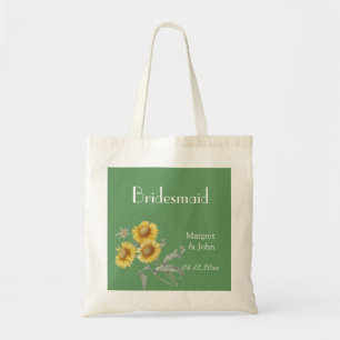 Vintage botanical art yellow sunflowers bridemaid tote bag