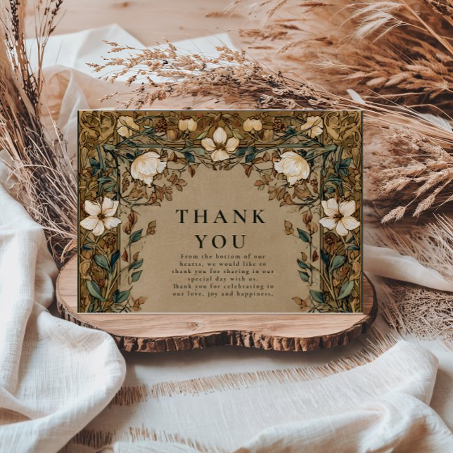 Vintage Botanical Autumn Wedding Thank You Card (Creator Uploaded)