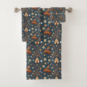 Vintage Botanical Bees & Beehives Bath Towel Set