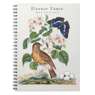 Vintage Botanical Bird & Butterfly Custom Notebook
